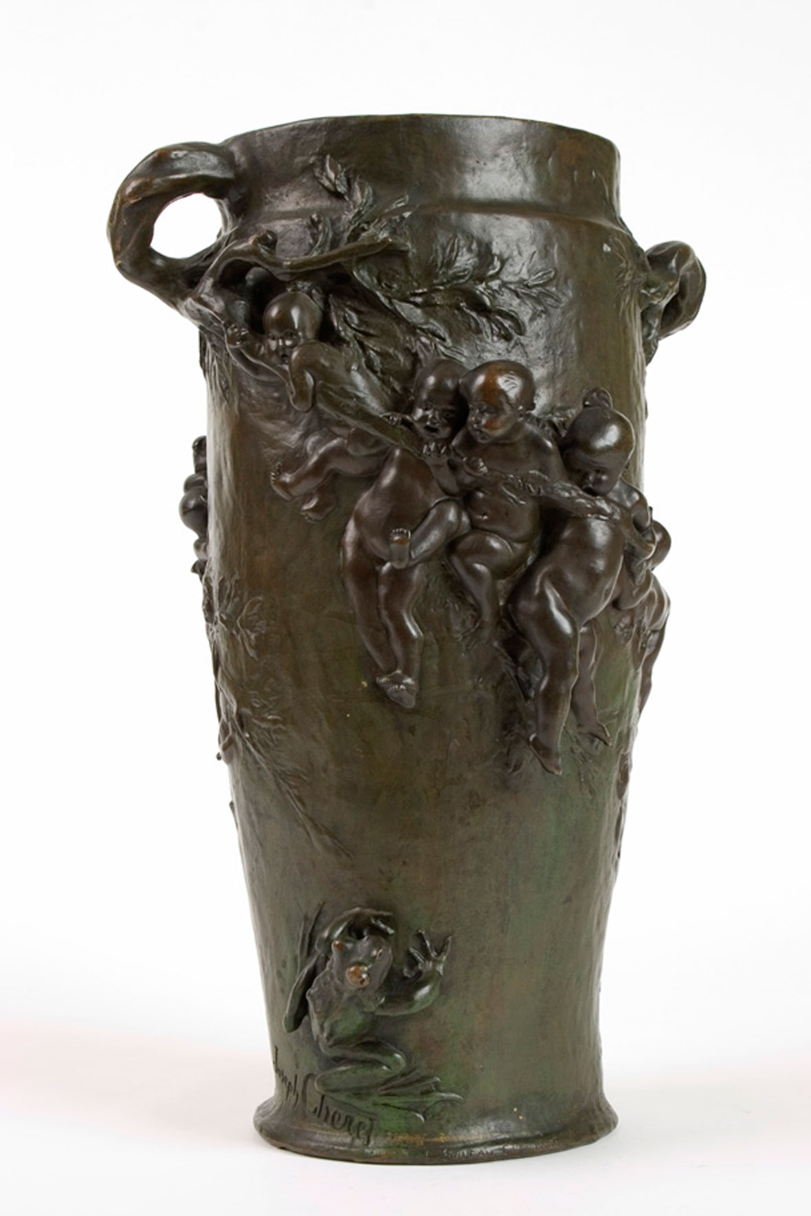 Les Grenouilles Bronze Vase by Cheret